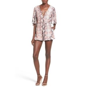Lovers + Friends Epiphany Lace-Up Romper Python- S